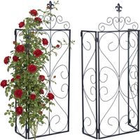 Relaxdays Treillis, lot de 2, 122×40×20 cm, métal — support plantes grimpantes/rosiers, noir