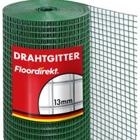 Floordirekt – Grillage rouleau soudé 100 cm x 10 m – Tissage carré – Maillage 12,7 mm – Fil recouvert de PVC vert pour volière