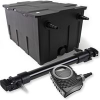 SunSun Komplettset: CBF-550 Teichfilter bis 60000 L Teichfilteranlage als Durchlauffilter, NEO10000 SuperECO Teichpumpe 10000l/h 80W, CUV-672 Teichklärer UVC Klärer mit 72W