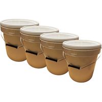 Negomix – Lot de 4 seaux plastiques 20 L avec couvercle hermétique – Étanchéité parfaite – Résistance aux chocs et produits chimiques
