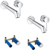 Conjunto 2 mezcladores de lavabo de pared GROHE Essence 2 agujeros L Cromo + cuerpo empotrado