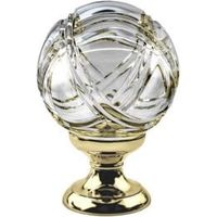 Quincadeco – Boule de rampe cristal tempête 100 mm – Socle en laiton massif poli – Fixation invisible sur 3 points – Fabrication artisanale européenne