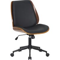 Sillón de oficina con ruedas, giratorio y regulable, diseño moderno, madera sintética negra y metal negro BUR10681