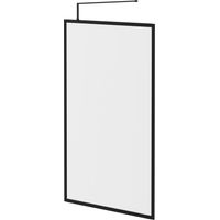 Colore 8mm Clear Glass Matt Black 1850mm x 1200mm Fully Framed Walk In Shower Screen including Wall Channel and Support Bar
