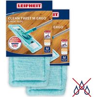 Leifheit 2er Set Wischbezug Clean Twist M Ergo static plus, für alle Bodenarten