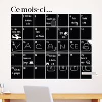 Sticker ardoise tableau noir - stickers muraux adhésif effaçable - CALENDRIER MENSUEL - 85x95cm