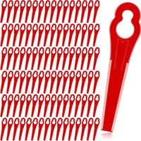 100 Pcs Tondeuse à Gazon en Plastique Lames, Lames en Plastique de Rechange, Lame Coupe Bordure Tondeuse à Gazon pour Jardin et Pelouse Coupe Bordures