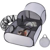 Recinto per gatti da esterno - Gabbietta per gatti - per uso esterno - con design portatile - Casetta interattiva con tunnel - Accessorio portatile per animali domestici, ideale per cuccioli e gatti d