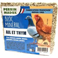 Bloc minéral ail et thym pour volailles et pigeons Perrin Madox 950g