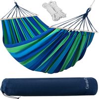 Amaca doppia Gardlov 260x160 cm blu verde cotone poliestere
