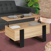 Mesa de centro elevable PHOENIX de madera y negro