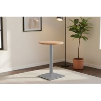Bistrotisch massiv Akazie rund naturfarben 50 cm Säulengestell-eckig silber EMILIO