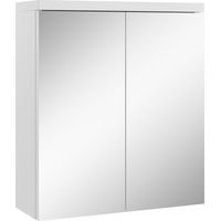 Badplaats – Armoire murale de salle de bain 60 x 20 x 60 cm – 2 portes miroir – Panneau de particules blanc mat – Kit de fixation inclus
