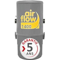 Airflow – Aspirateur central 1400 – Dépression 2820 mmCE – Débit d’air 189 m3/h – Filtration polyester – Surface jusqu’à 180 m²