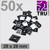 TRU COMPONENTS T24CA068 Basetta di fissaggio autoadesivo, avvitabile TC-12888544 aperture su 4 lati Nero 50 pz.