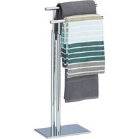 Relaxdays – Porte-serviettes sur pied 2 bras en métal chromé – Dimensions 78 x 46 x 20 cm – Stabilité accrue avec socle large – Circulation d'air optimale