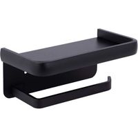 Wall Mounted Toilet Paper Holder Aluminum Roll Holder Toilet Paper Holder with Storage Shelf Black