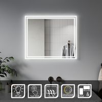 SIRHONA Specchio luminoso per Bagno – Specchio LED 60x50 cm con tre colori di oscuramento e Funzione Antiappannamento