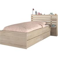 Letto 90 x 190/200 cm Con vani portaoggetti Naturale - TENALIA