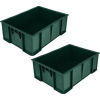 Garronda Boîte de rangement alimentaire 49x36x17 cm caisse plastique empilable HDPE étanche bac de transport professionnel pour stockage viande fruits légumes GD-0191 (Vert) Lot de 2