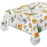 Tovaglia Tavolo Interno Esterno Antimacchia Bordata Copritavolo Lavanda Shabby Chic - 135x180 Cm