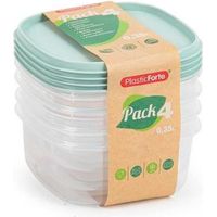 PLASTICFORTE fiambreras 0.35 l surtidas lote 4 , Lote de 4 fiambreras surtidas. -Pack 4 fiambreras click 350 ml. -Fabricada en plástico de alta calidad. -Sistema de cierre tipo cli