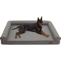 Cuccia Cane Interno Taglia Grande XXL Letto per Cani in Ecopelle Antigraffio Impermeabile Facile da Purile, Con Bordi Materasso Morbida, Grigio 130x98x18cm