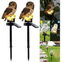 Solaire Lampe de Pelouse, Lampe de Décoration de Jardin Lumière Solaire Extérieure Imperméable Chemin Pelouse Cour Lampes de Jardin Owl Design (Gris 2PCS)