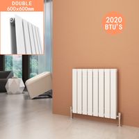 ELEGANT 600 x 600 mm Horizontal Column Designer Radiator White Double Flat Panel
