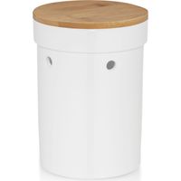 Recipiente de cerámica Kela Salena para cebollas con tapa de bambú, diámetro 13,5 x 21 cm