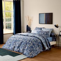 Parure de lit 3 pièces percale de coton végétal housse de couette + taies Bleu 240x220 cm