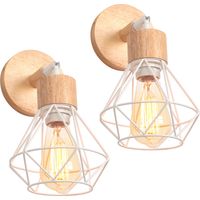 Stoex – Applique murale intérieure en bois – Orientable 180° – Douille E27 – Lampe murale industrielle pour chambre, couloir, escalier – Lot de 2