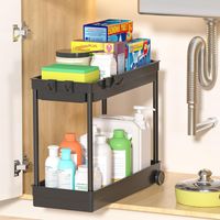 Organisateurs rangement sous évier, accessoires cuisine, idées organisation salle de bain, noir, lot de 1