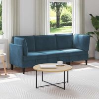 vidaXL Ensemble de meubles pour le salon 3 pcs Bleu Velours