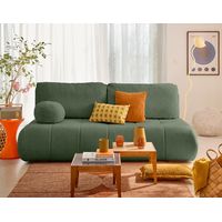 Bestmobilier – Canapé convertible 3 places avec coffre de rangement – Dossier rabattable – Tissu texturé vert – Couchage 190x144 cm