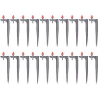 Lot de 20 goutteurs d'arrosage rouges 360° avec piquets de sol pour arbres fruitiers et jardinage.