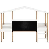 Lit cabane avec ardoise blanc 152x129x207cm
