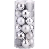 Juego de 24 mini bolas navideñas irrompibles para colgar en árboles de Navidad, fiestas, bodas y carnavales (plateadas, 6 cm).