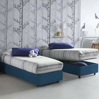 Talamo Italia Cama individual Caterina, Cama contenedor con revestimiento de tela, 100% Made in Italy, Apertura frontal, adecuado para colchón Cm 80x200, Azul, con embalaje reforzado
