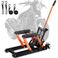 VEVOR Cric de Moto 700 kg Hauteur de Levage 12-38,5 cm Pont Elevateur Hydraulique Plate-Forme Antiderapante Table Elevatrice Moto Roulette Verrouillable Leve Moto Securisee Nettoyage Entretien Quad