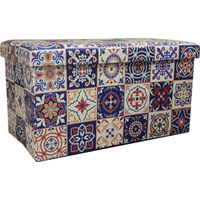 Pouf imbottito decorativo contentore azulejos 76 x 40 x 41 cm