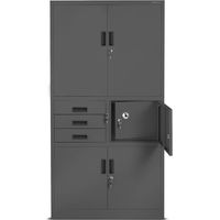 Jan Nowak C018S II Büroschrank Aktenschrank Tresor Schubladen Geheimfach Stahlblech 185 cm x 90 cm x 40 cm - anthrazit