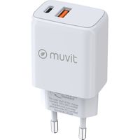 muvit zum Wechselladegerät de Wall 1 USB QC 3.0 18W + 1 Typ C PD 25W White