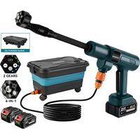 Limpiador eléctrico a presión 100 bar, depósito de agua plegable 22 l, manguera de agua 5 m, caudal de 4,1 l/minuto, para limpieza, lavado de coches y riego