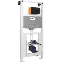 OLI 120 Plus Mechanical Mid Height Concealed Cistern with Wall Frame and Basal Black Soft Touch Dual Flush Plate with Square Buttons