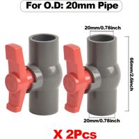 Lot de 2 vannes à bille à manchon en PVC/PE de 20 mm de diamètre intérieur, vannes à connexion rapide, raccords de tuyauterie d'eau
