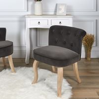 The Home Deco Factory – Fauteuil club velours gris – Confort optimal – Design vintage – Pour salon ou chambre – Siège d'appoint léger