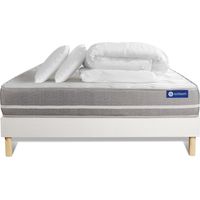 Komplettpaket Bett - Matratze 140x200 cm + Boxspringbett mit Lattenrost (im Set) + 2 Kopfkissen + Bettdecke - Actiflex Touch