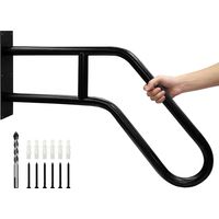 Lntyq Robustes, rutschfestes Treppengeländer für den Außenbereich – Haltegriff zur Wandmontage – U-förmiger Sicherheitsgriff für Garage, Veranda, Garten (schwarz)