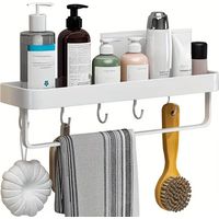 Badezimmerregal aus Aluminium, kein Stanzen, Wandmontage, Badezimmer-Aufbewahrungs- und Endbearbeitungsregal, multifunktionaler Handtuchhalter (41 cm, weiß)